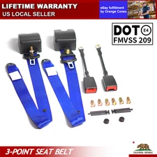 2x Blue 3-point Retractable Seat Belt Car Straps Kit For Ford F-350
