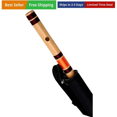 Bamboo Flutes Bansuri C Natural Right Handed Middle 19 inch With Carry Bag