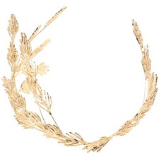 Lightweight Golden Bridal Crown Leaf Hair Headpiece Adjustable Fit for Bride
