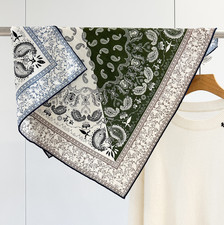 70 Cashmere 30 Silk Wrap Shawl Scarf Double Face Green cashew Print 65X65cm