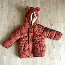 George Unisex Baby Brown Animal Print Hooded Padded Puffer Jacket Snap 6-9M