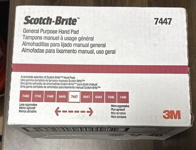 3M 7447 Scotch-Brite General Purpose Hand Pad 6'' x 9'' - 20 Pads, Free Shipping