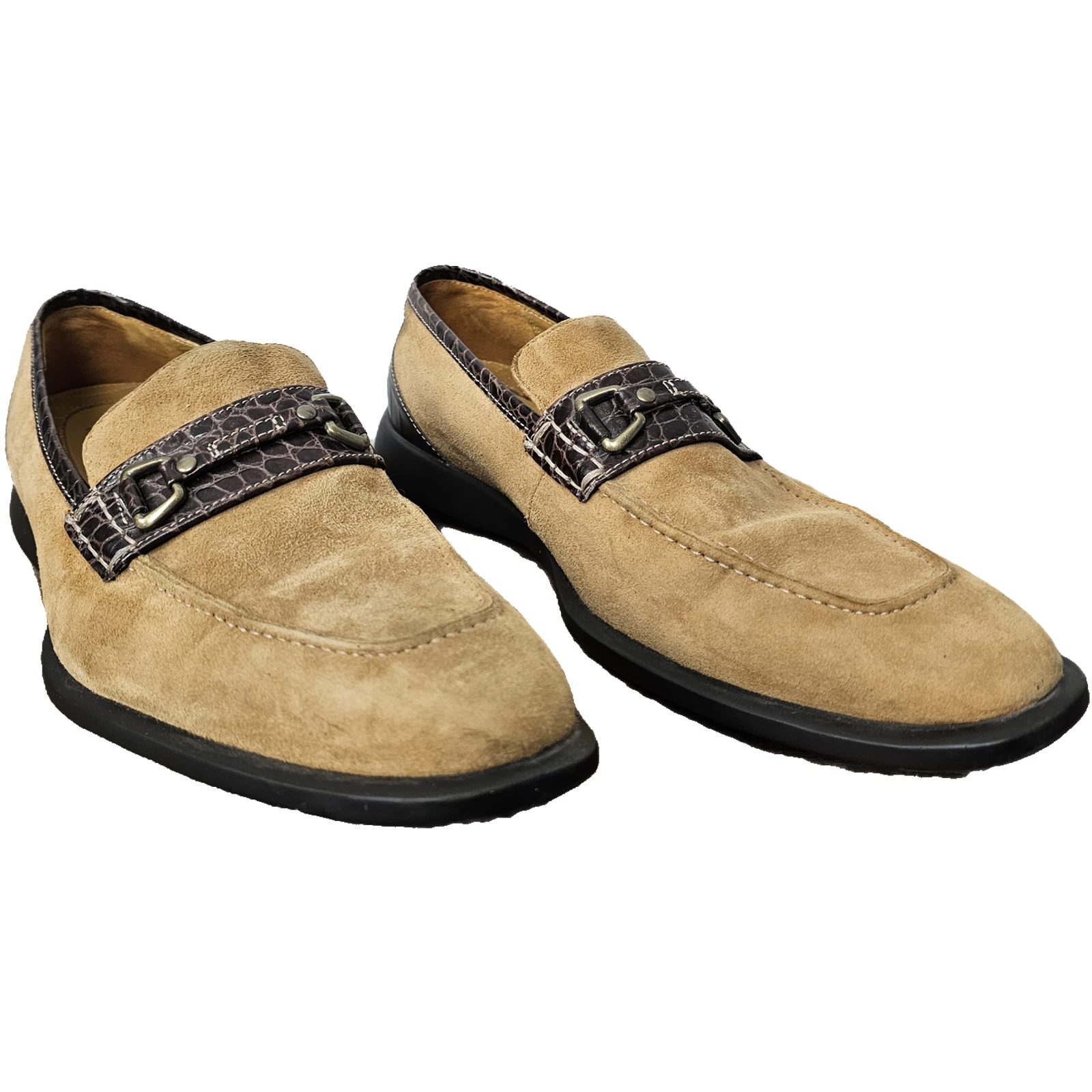 Mocassini Nike Air ColeHaan marroni in pelle scamosciata con orlo e fibbia taglia 8 m