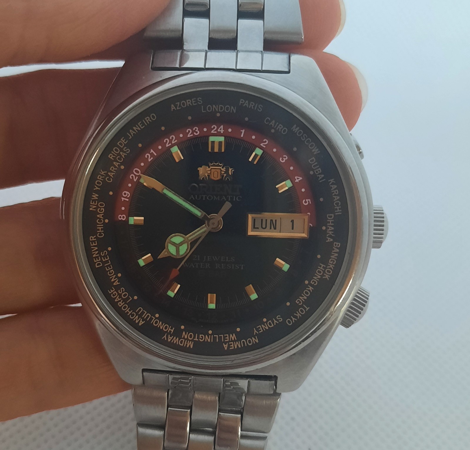 ORIENT Cities World Time 5 Bar Automatic Vintage … - image 4