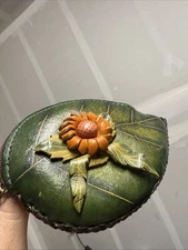 Wholesale Handmade Leather Sunflower Wristlet Coin Purse Wallet with Zipper