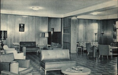 James M Brown Hall Lounge Ypsilanti Michigan vintage postcard a591