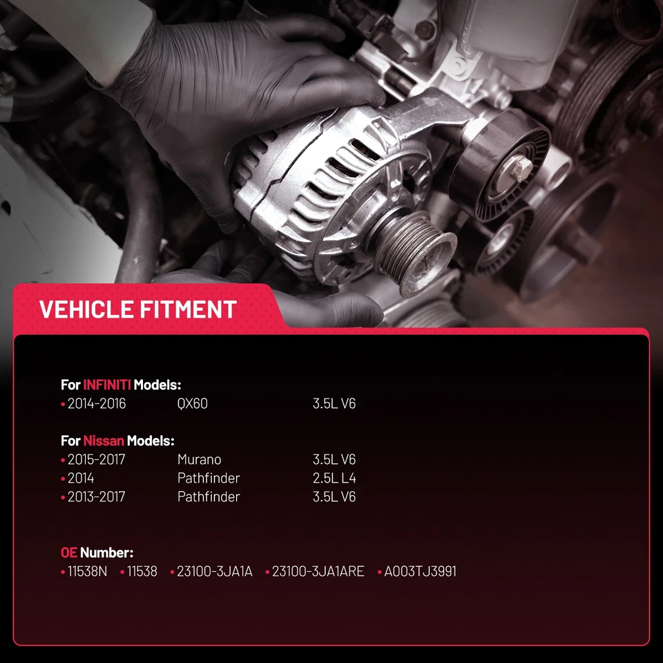 Nuevo Alternador Para INFINITI JX35 Nissan Murano Pathfinder 3.5L 150A 7 Ranuras Foto 2 de 4