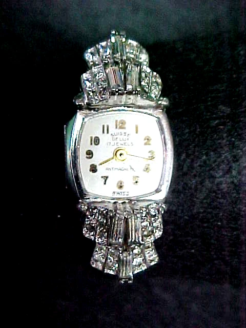 Vintage Suisse Women\'s Quartz Watch Silver Square Case Floral Aqua Blue Face Vintage Style Silver-Blue Square Stainless Steel Watch  main image 3
