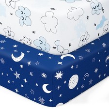 Baby Crib Sheets 2 Pack for Boys and Girls Fit for Standard Crib Toddler Matt...