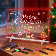 LED Note Board with 7 Colors - 13.8x10 Acrylic Dry Erase Board with Light, 4 ...