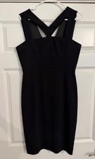 White House Black Market Little Black Dress Cross Cross Neckline Size 8
