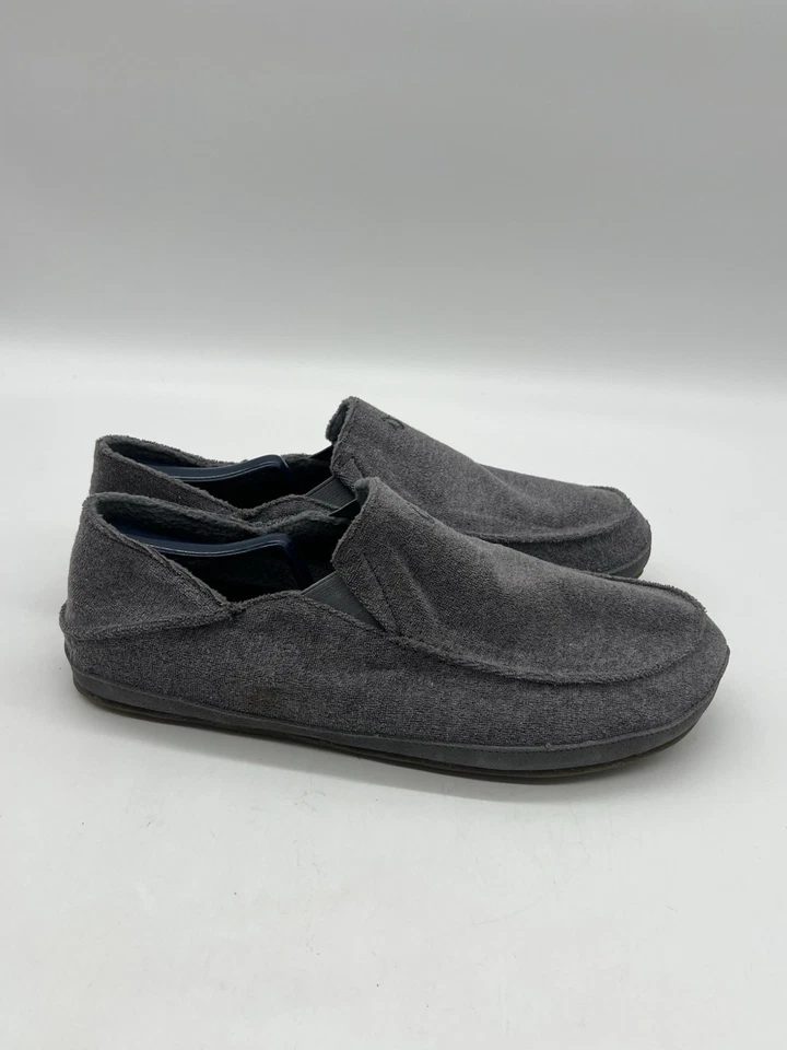 OluKai Moloa Hulu Men Size 11 Gray Wool Blend Slippers Loafers Shoes Lounge. - Image 3 of 4