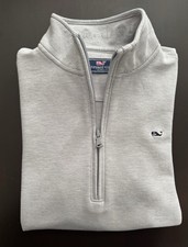 Vineyard Vines Long Sleeve 1/4 Zip Pullover Gray Pinstripe Preppy, Youth Size 16
