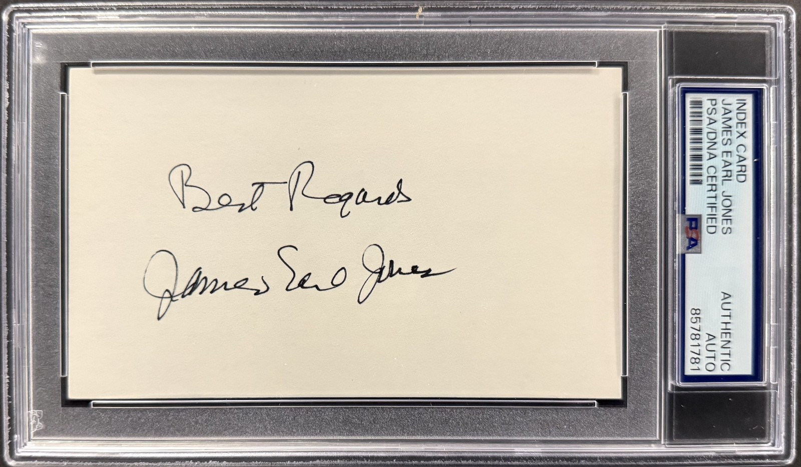 James Earl Jones (Star Wars) vintage signed 3x5 index card PSA/DNA Encapsulated