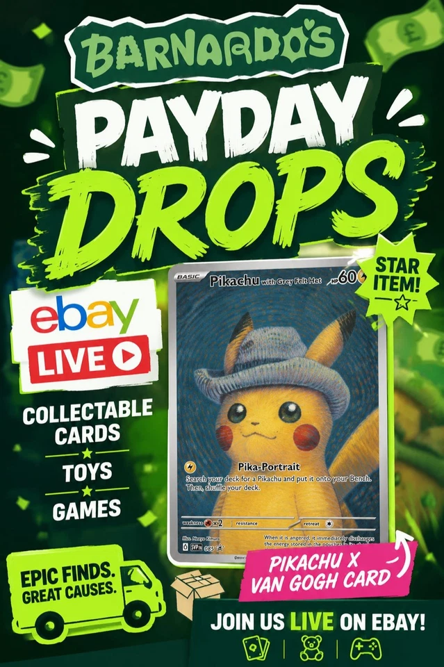 Toys Lego Cards & Funko Pokemon Pikachu X Van Gough Charity £1 Starts