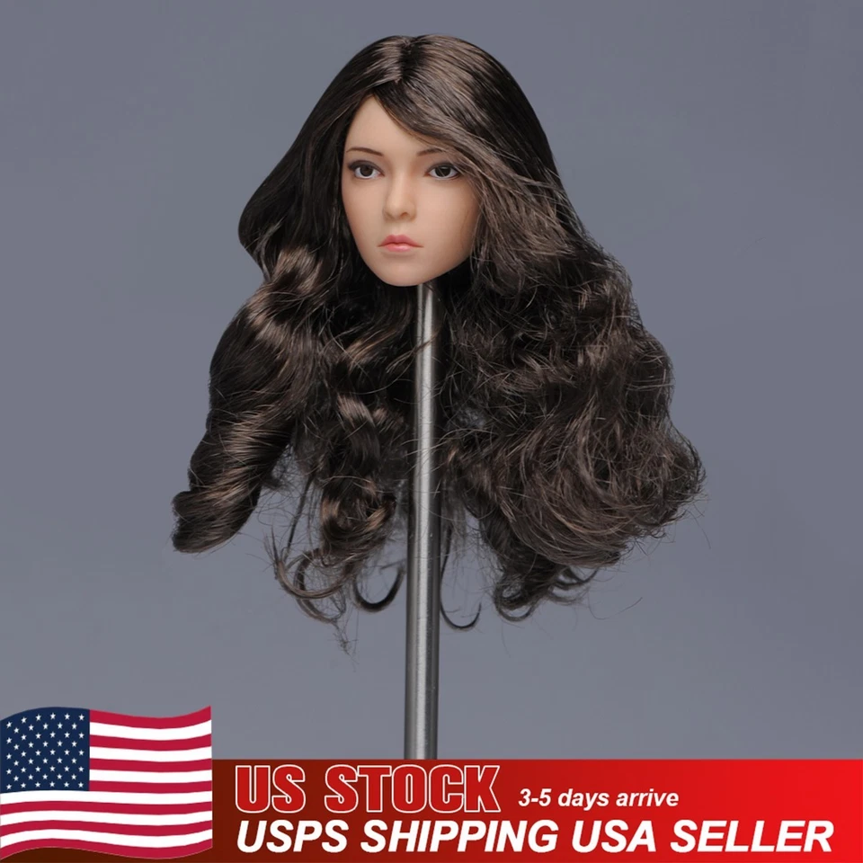 США YMTOYS YMT029B 1/6 девочка голова скульптура вьющиеся волосы для 12 дюймов женский загар фигурка - Изображение 2 из 4