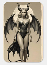 Female Demon Bathroom Door Parking Sign 8x12 Aluminum Sexy Gothic Decor