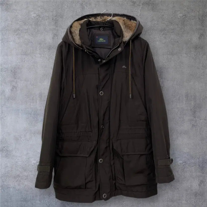 Lacoste Deep Brown Fur Hoodie Field Jacket 95