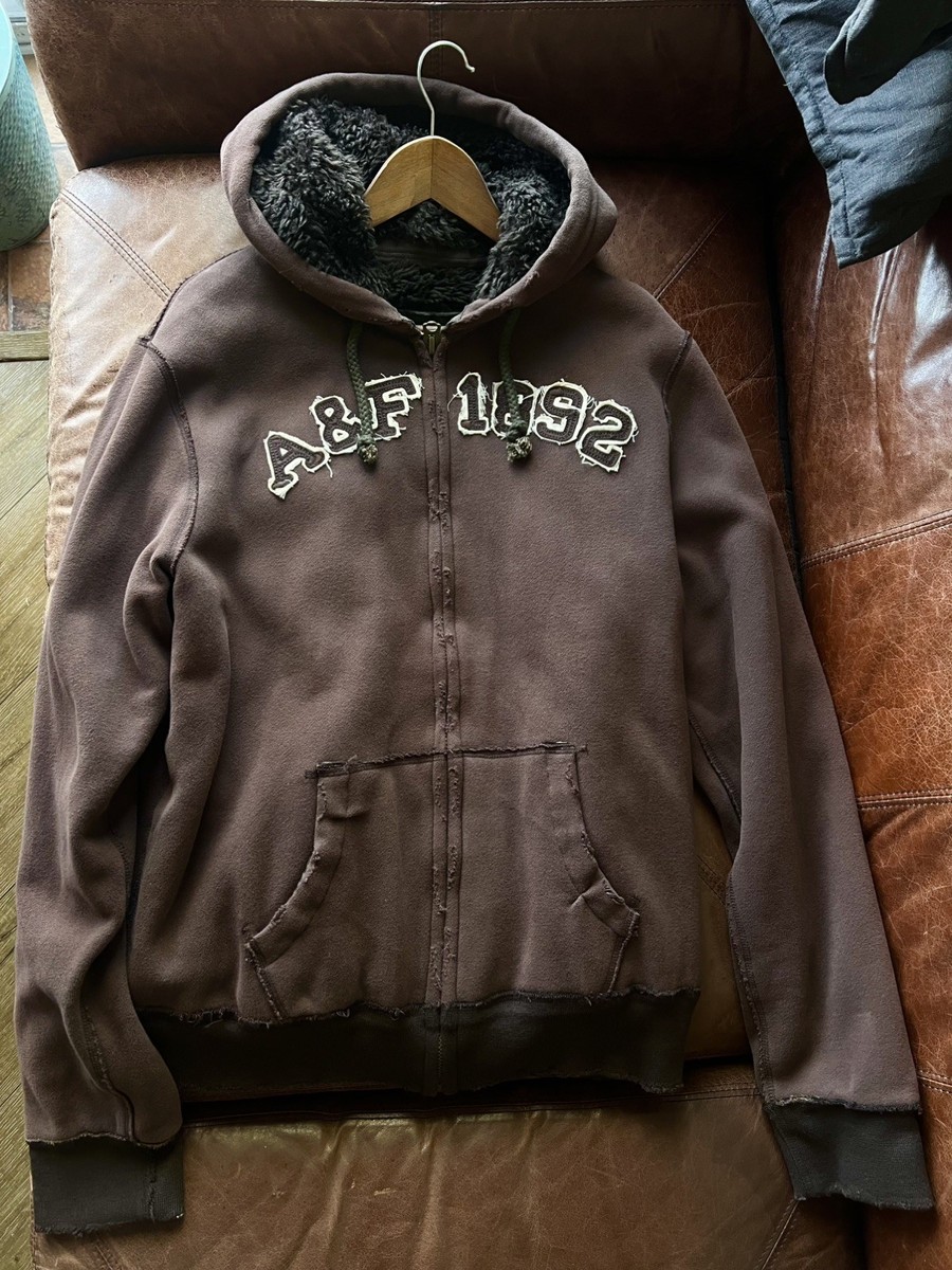 VINTAE ABERCROMBIE & FITCH Wolf Jaw faux fur lined full zip hoodie