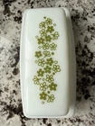 Pyrex  Green Spring Blossom Crazy Daisy 7 inch Butter Dish w/Lid vintage USA