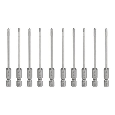 10pcs Magnetic Phillips Screwdriver Bit PH1 1/4'' Hex Shank 80mm Long 2.5mm Rod