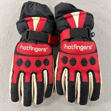 Vintage HotFingers Ski Gloves Large Youth Red Black Padded Knuckle Retro 90s