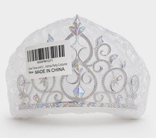 Silver Rhinestone Princess Tiara Crown, Girls One Size Costume Accessory