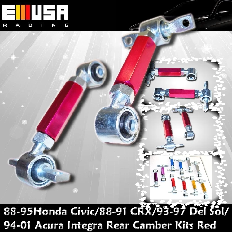 Kit de cambagem 88-95 Civic 88-91 CRX 93-97 Del Sol 94-01 Acura Integra F& R vermelho - Imagem 2 de 4