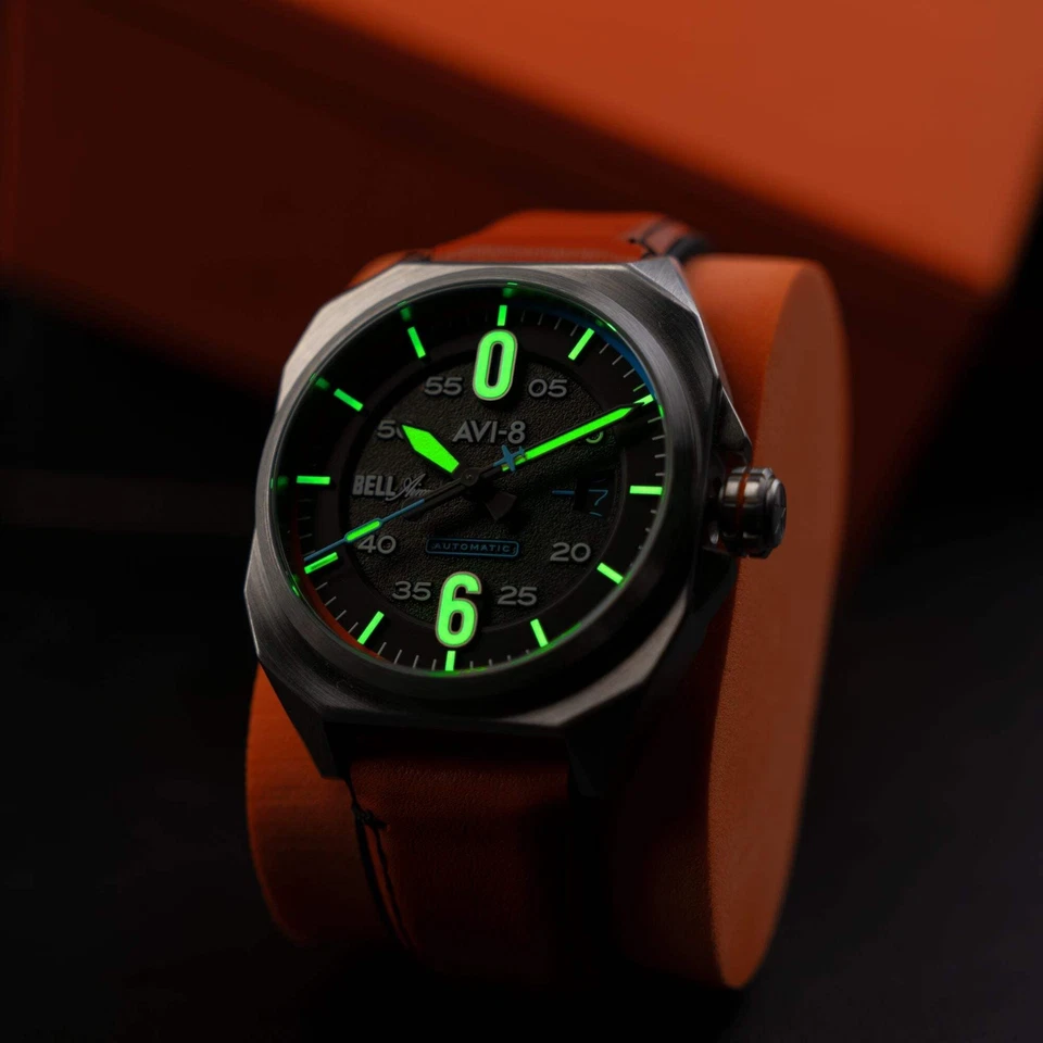 Bell X-1 Machbuster automático preto/laranja híbrido pulseira de couro e borracha | B - Imagem 4 de 4