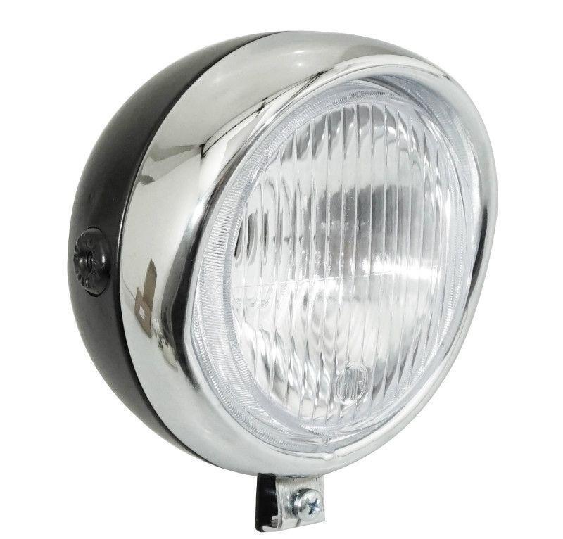 Phare-projecteur mob Peugeot MBK avec casquette chromée et optique rond BA20D