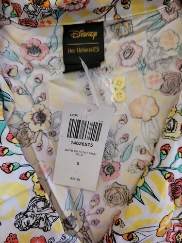 Her Universe Disney Beauty And The Beast Belle Floral Tie-Front, Size 5 Tank Top - Picture 2 of 9