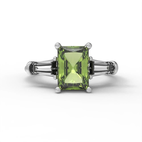14K White Gold Three-Stone Engagement Ring for Women, 1.5 ctw Natural Peridot - Video 1 of 1