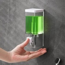 Wall-Mounted Manual Press Soap Dispenser   No Drilling, Transparent, Easy Instal