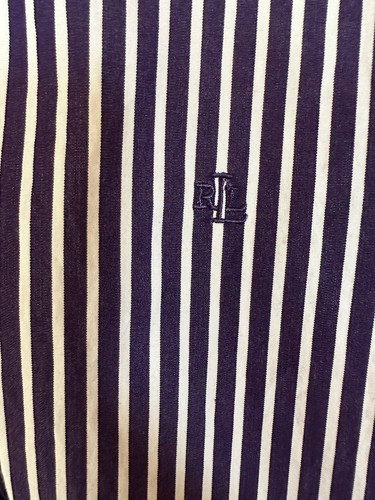 Ralph Lauren Purple Striped Long Sleeve Bold Women’s M French Cuff Career Blouse - Picture 13 of 14