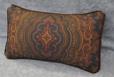 Corded Ralph Lauren Brianna Brown Paisley Cotton Custom Accent Pillow 12" x 7"