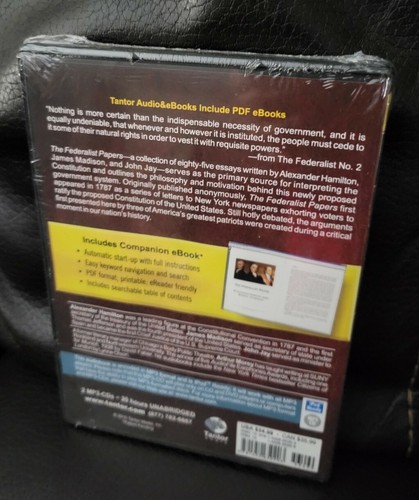 The Federalist Papers John Jay Alexander Hamilton and James Madison MP3 NEW - Picture 3 of 3