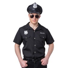 Mens POLICE OFFICER SHIRT PC Cop Uniform Fancy Dress USA New York EM-3297