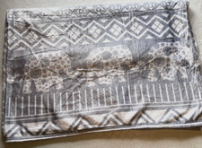 Grey Sherpa Blanket Throw with Elephants 60 x 50