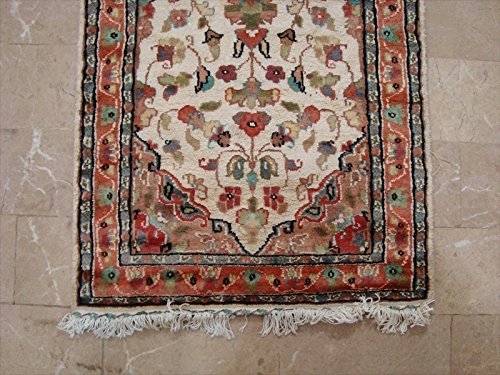 Area Rug Ivory Floral Hand Knotted Wool Silk Rug Runner Home Decor Carpet (2x6)' - Picture 7 of 9