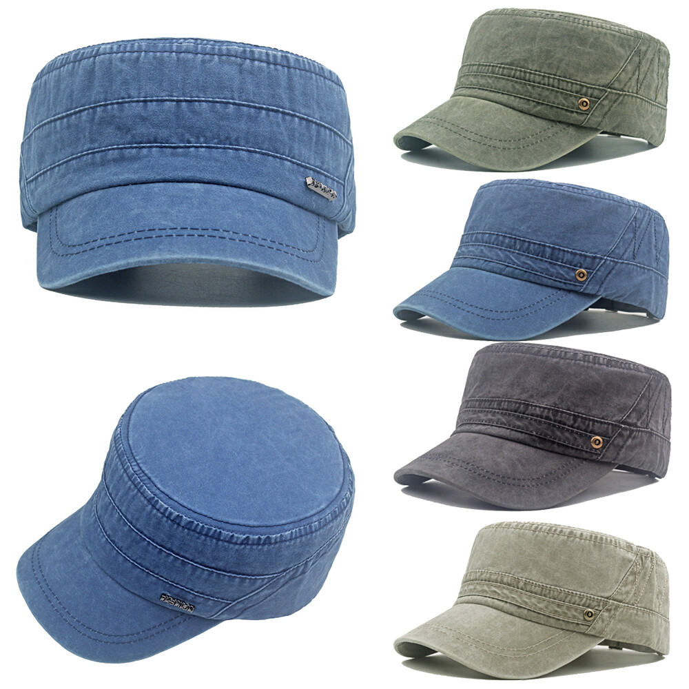 APL Cappello da Sole Unisex Classico Piatto Militare Cappellini Denim Lavato 