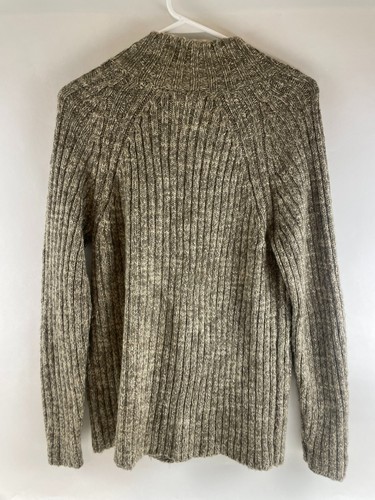 Ruff Hewn Sweater Women's Size Large Tan Brown Wool Blend Rib Knit Button Loop - Picture 4 of 11