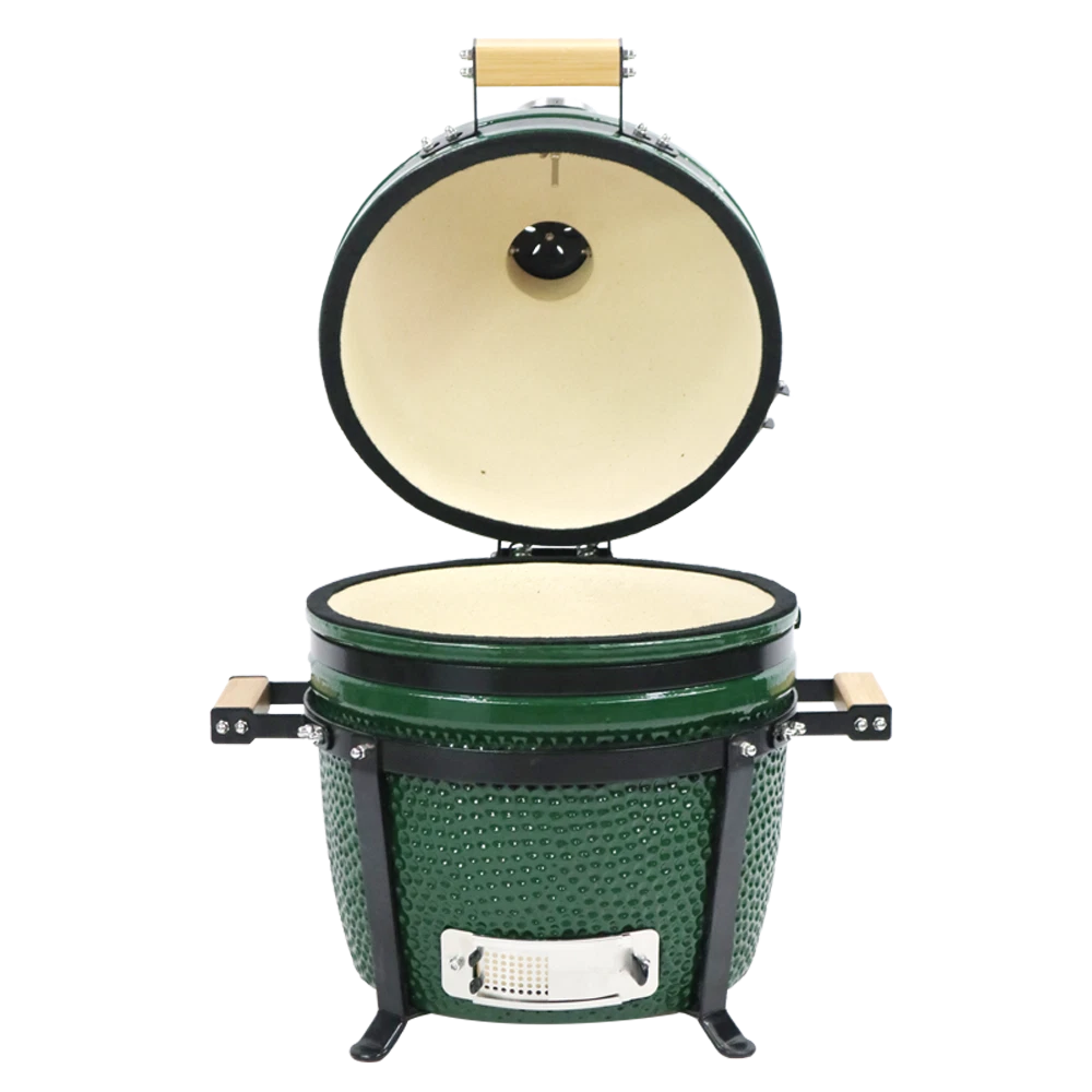 YNNI KAMADO 15.7 inch Grills and Bundles BBQ, Ceramic, Egg, Twin Thermometer Lid