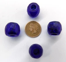 10  XL Russian Blue Facetted Lg African Trade Beads  TT276   Read Alaska