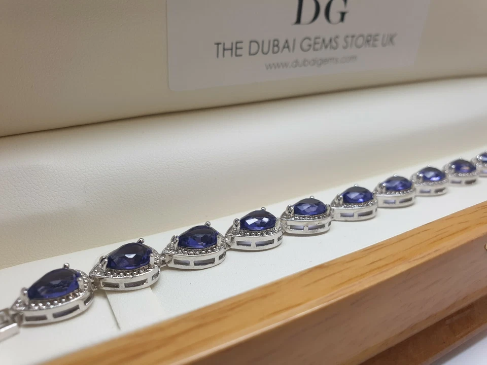 Pulsera Diamante Creada Amatista Morada Acabado Oro Blanco Regalo En Caja Envío Gratis Foto 2 de 4