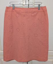 NORTON McNAUGHTON Pencil Skirt Straight Lined Size 12 Pink Eyelet Lace Lined N22