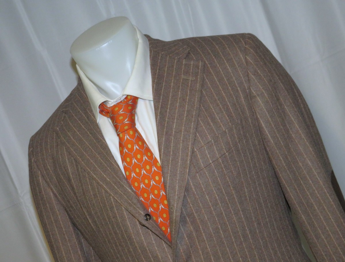 Bamford & Sons Taupe Stripe Cashmere Blend Three Roll Two Sport Coat 40 NWOT View 4
