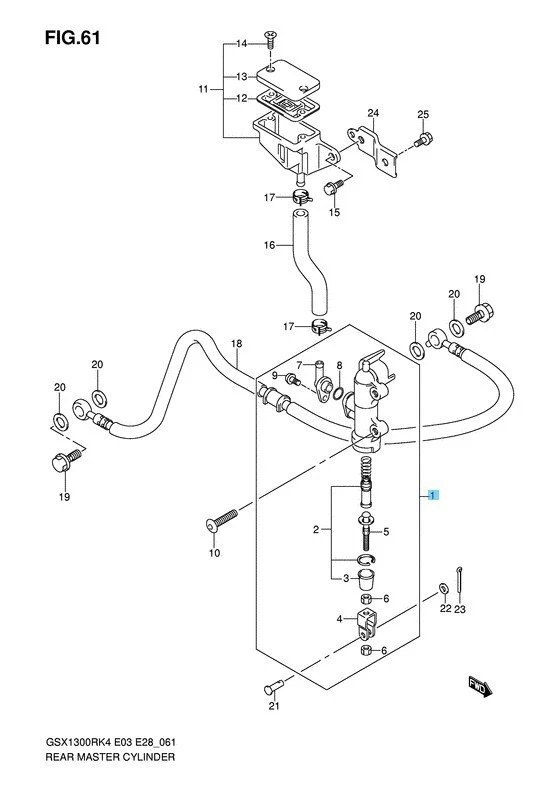 SUZUKI HAYABUSA GSX1300R 99-07 Genuine Rear Brake Master Cylinder 69600-33C00 - Image 4 of 4