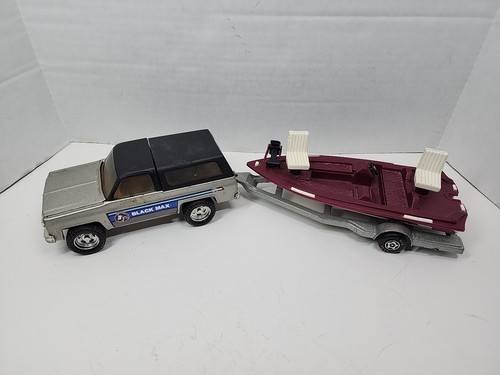 Vtg ERTL CHEVROLET CHEVY K5 Blazer Black Max Ranger Boat & Trailer Metal Read
