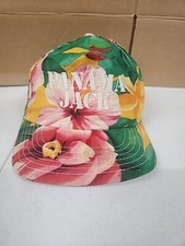 Vintage Made in USA Panama Jack Floral Hawaiian Tropical Strap Back Hat Cap 90s