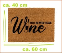 Wein-Wine-FußMatte-Schmutzfangmatte-FußAbtreter-Kokosmatte 60X40 Cm